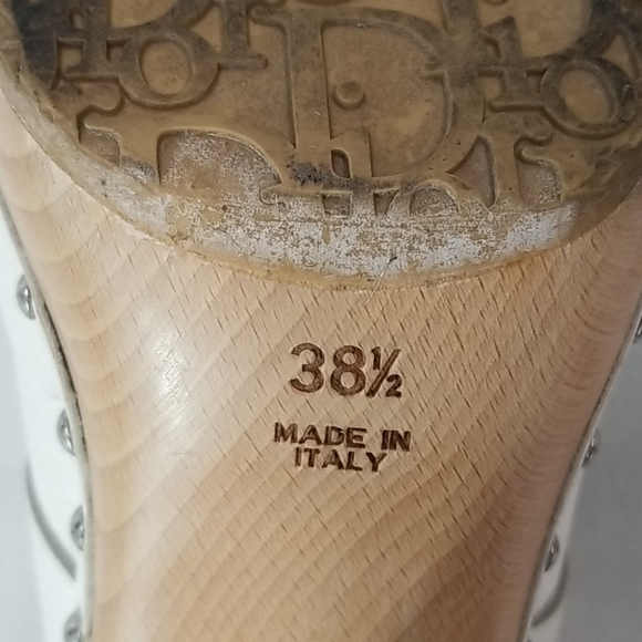 Christian Dior embroidered mules sz 38.5 white - Picture 5 of 8